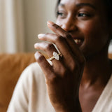 Yellow gold Marquise Cut Diamond Solitaire Ring with Twisted Band and Pavé Accents_54