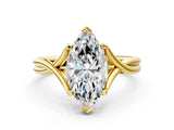 Yellow gold Marquise Cut Diamond Solitaire Twist Band Prong Setting Ring_67