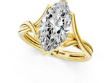 Yellow gold Marquise Cut Diamond Solitaire Twist Band Prong Setting Ring_68