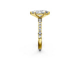 Yellow gold Marquise Cut Diamond Solitaire with Pave Band and Four-Prong Setting 2