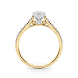 14K Yellow Gold 2.56 Carat F VS1 Marquise Cut Diamond Solitaire with Pave Band and Four-Prong Setting