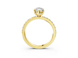 Yellow gold Marquise Cut Diamond Solitaire with Pave Band and Four-Prong Setting 3