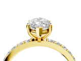 Yellow gold Marquise Cut Diamond Solitaire with Pave Band and Four-Prong Setting 4