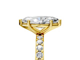 Yellow gold Marquise Cut Diamond Solitaire with Pave Band and Four-Prong Setting 5