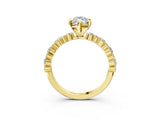 Yellow gold Marquise Cut Diamond Solitaire with Side Stones, Pave Band, Four-Prong Setting_598