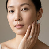 Yellow gold Marquise Cut Diamond Solitaire with Side Stones on a Pavé Band and Four-Prong Setting_110