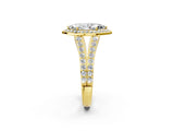 Yellow gold Marquise Cut Diamond Split Shank Halo Ring with Four-Prong Setting_69