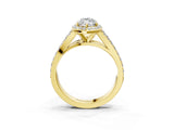 Yellow gold Marquise Cut Diamond Split Shank Halo Ring with Four-Prong Setting_70