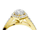 Yellow gold Marquise Cut Diamond Split Shank Halo Ring with Four-Prong Setting_71