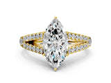 Yellow gold Marquise Cut Diamond Split Shank Pavé Engagement Ring with Four-Prong Setting_65