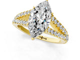 Yellow gold Marquise Cut Diamond Split Shank Pavé Engagement Ring with Four-Prong Setting_66