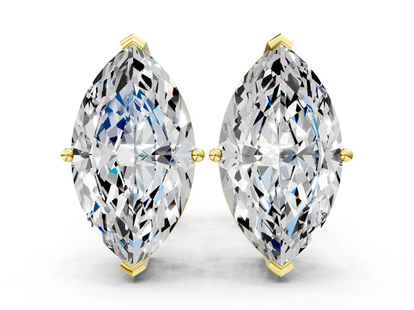 Yellow gold Marquise Cut Diamond Stud Earrings