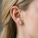 Yellow gold Marquise Cut Diamond Stud Earrings_407
