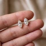Yellow gold Marquise Cut Diamond Stud Earrings_408