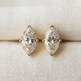 Yellow gold Marquise Cut Diamond Stud Earrings_409