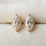 10K Yellow Gold 1.00 Carat E-F VVS-VS Marquise Diamond Stud Earrings