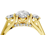 Yellow gold Marquise Cut Diamond Three-Stone Engagement Ring with Prong Setting and Pavé Band_7