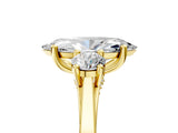 Yellow gold Marquise Cut Diamond Three-Stone Engagement Ring with Prong Setting and Pavé Band_8
