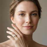 Yellow gold Marquise Cut Diamond Three-Stone Ring with Pavé Split Shank and Four-Prong Setting_120