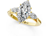Yellow gold Marquise Cut Diamond Three-Stone Ring with Pear Side Stones and Four-Prong Setting_105