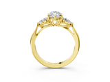 Yellow gold Marquise Cut Diamond Three-Stone Ring with Pear Side Stones and Four-Prong Setting_107