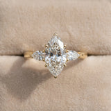 Yellow gold Marquise Cut Diamond Three-Stone Ring with Pear  Side Stones and Prong Setting_119