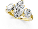 Yellow gold Marquise Cut Diamond Three-Stone Ring with Prong Setting and Classic Band_124