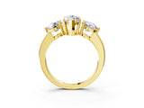 Yellow gold Marquise Cut Diamond Three-Stone Ring with Prong Setting and Classic Band_126