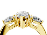 Yellow gold Marquise Cut Diamond Three-Stone Ring with Prong Setting and Classic Band_127