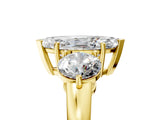 Yellow gold Marquise Cut Diamond Three-Stone Ring with Prong Setting and Classic Band_128