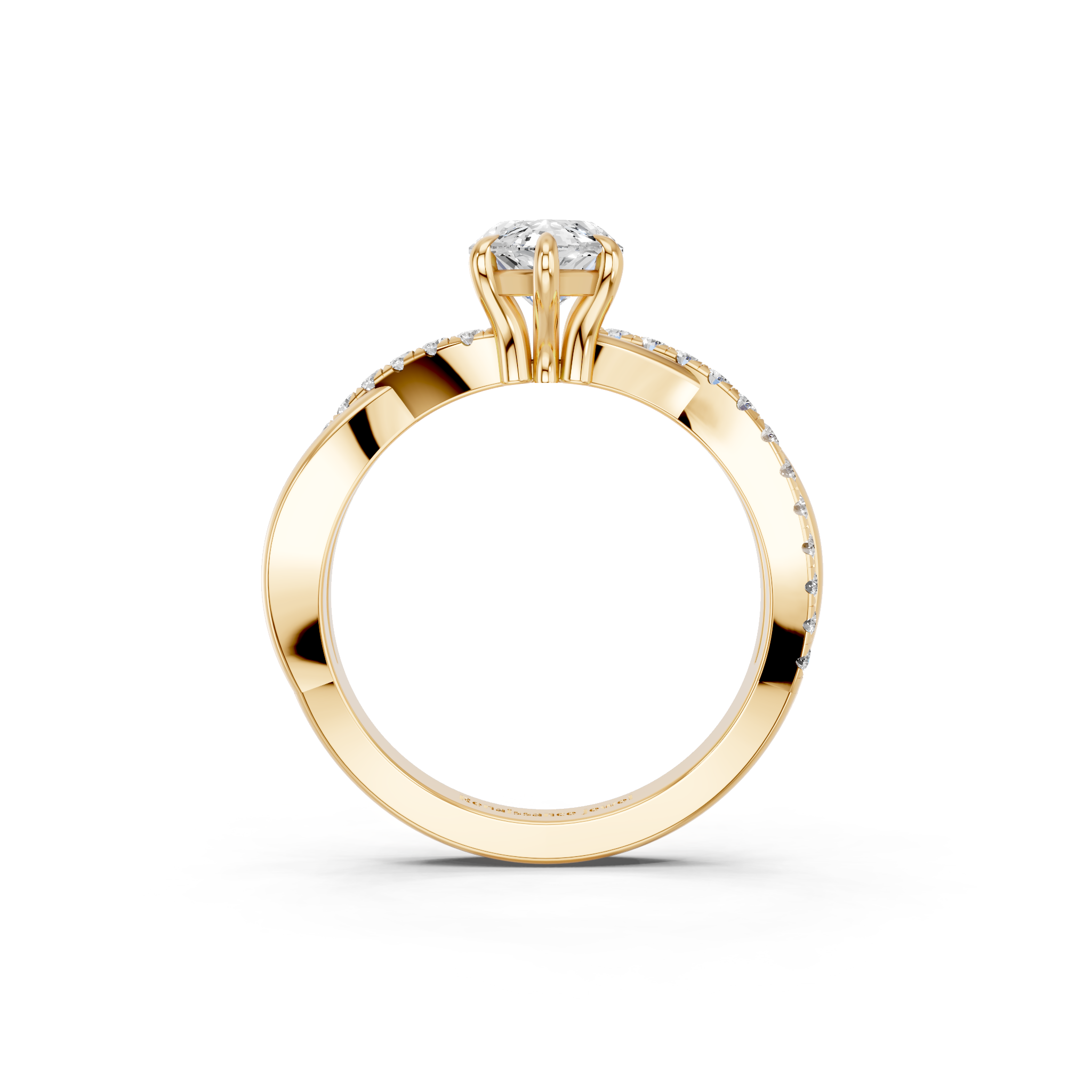 Yellow gold Marquise Cut Diamond Twist Band Solitaire with Prong Setting_17