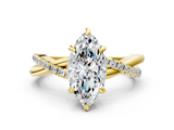 Yellow gold Marquise Cut Diamond Twist Band Solitaire with Prong Setting_83