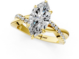 Yellow gold Marquise Cut Diamond Twist Band Solitaire with Prong Setting_84