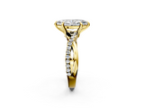 Yellow gold Marquise Cut Diamond Twist Band Solitaire with Prong Setting_85