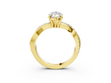 Yellow gold Marquise Cut Diamond Twist Band Solitaire with Prong Setting_86