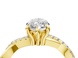 Yellow gold Marquise Cut Diamond Twist Band Solitaire with Prong Setting_87