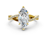 Yellow gold Marquise Cut Diamond Twisted Band Engagement Ring with Prong Setting_15