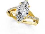 Yellow gold Marquise Cut Diamond Twisted Band Engagement Ring with Prong Setting_16