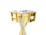 Yellow gold Marquise Cut Diamond Twisted Band Engagement Ring with Prong Setting_20