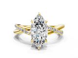 Yellow gold Marquise Cut Diamond Twisted Band with Pavé Setting and Four-Prong Setting_63