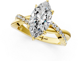 Yellow gold Marquise Cut Diamond Twisted Band with Pavé Setting and Four-Prong Setting_64