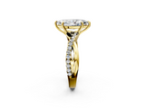 Yellow gold Marquise Cut Diamond Twisted Band with Pavé Setting and Four-Prong Setting_65