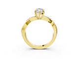 Yellow gold Marquise Cut Diamond Twisted Band with Pavé Setting and Four-Prong Setting_66