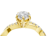 Yellow gold Marquise Cut Diamond Twisted Band with Pavé Setting and Four-Prong Setting_67