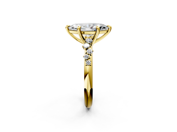 Yellow Gold Marquise Solitaire Engagement Ring Setting with Graduated Scattered Accents