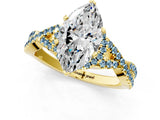 Yellow gold Marquise Cut Diamond with Aquamarine side stone Halo Twist Band Solitaire Prong Setting Ring_25