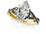 Yellow gold Marquise Cut Diamond with Blue Sapphire side stone Halo Twist Band Solitaire Prong Setting Ring_49