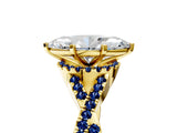 Yellow gold Marquise Cut Diamond with Blue Sapphire side stone Halo Twist Band Solitaire Prong Setting Ring_53