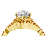 Yellow gold Marquise Cut Diamond with Citrine side stone Halo Twist Band Solitaire Prong Setting Ring_16