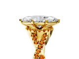 Yellow gold Marquise Cut Diamond with Citrine side stone Halo Twist Band Solitaire Prong Setting Ring_47